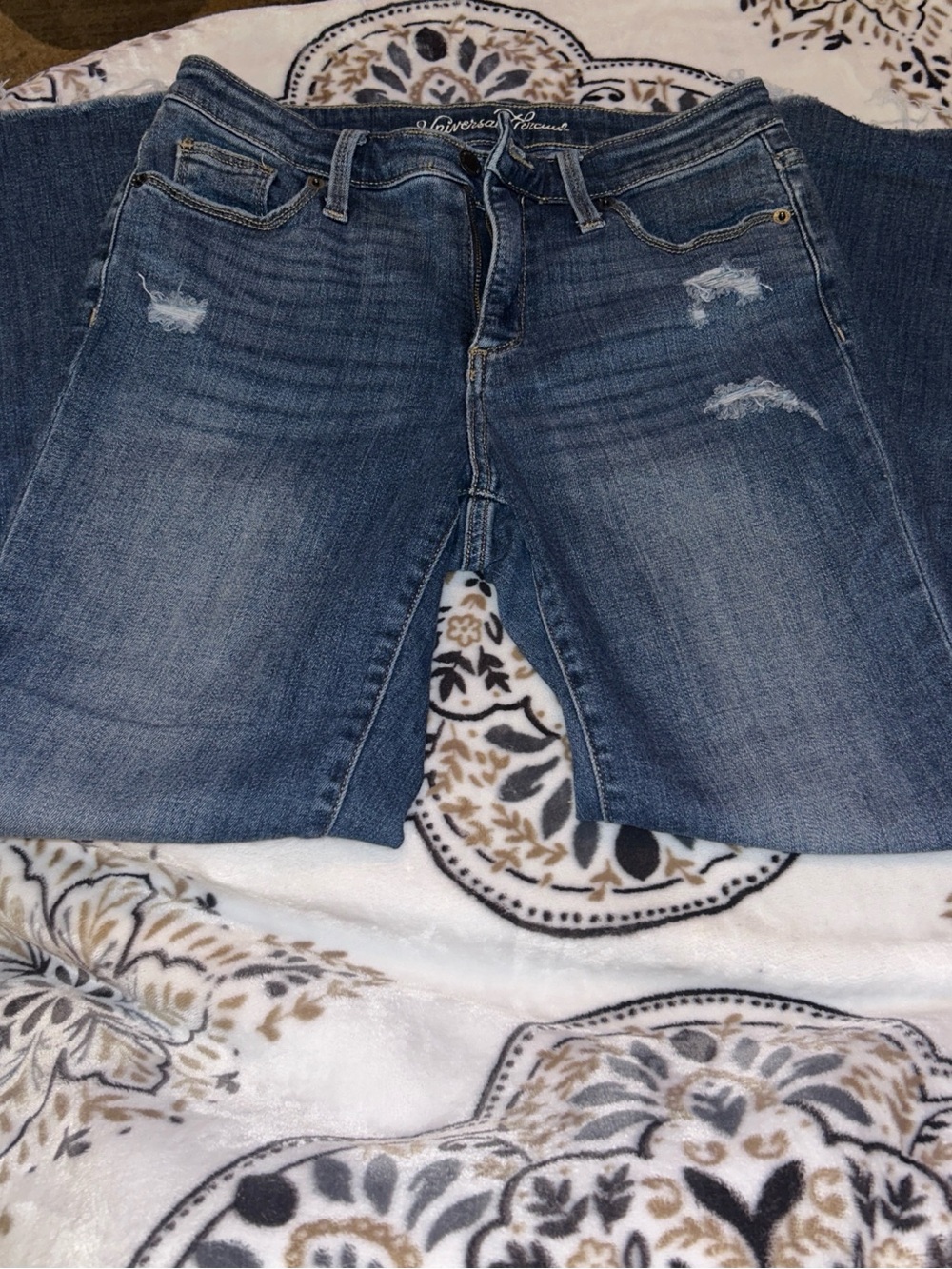 Universal Thread Women's Distressed Dark Blue Boyfriend Jeans